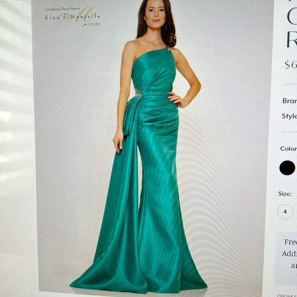 NWT Rina DiMontella Strapless Emerald Green Gown Size 12 - Picture 1 of 5